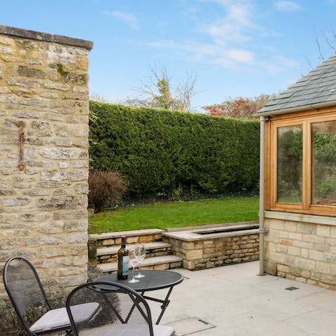 Start the morning with a cup of coffee on the patio as the birds chirrup in the hedges