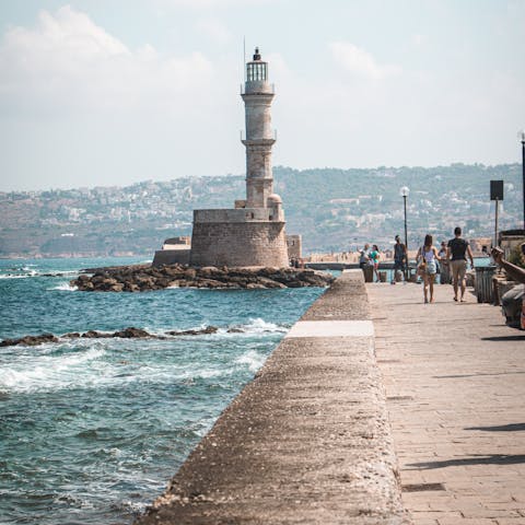 Drive just twenty minutes to the idyllic Heraklion waterfront