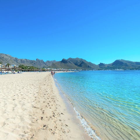 Stroll along the soft sands of Can Cap de Bou Beach, a fifteen-minute walk from your doorstep