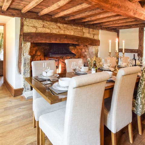 Gather around the fire for a scrumptious feast with all the family