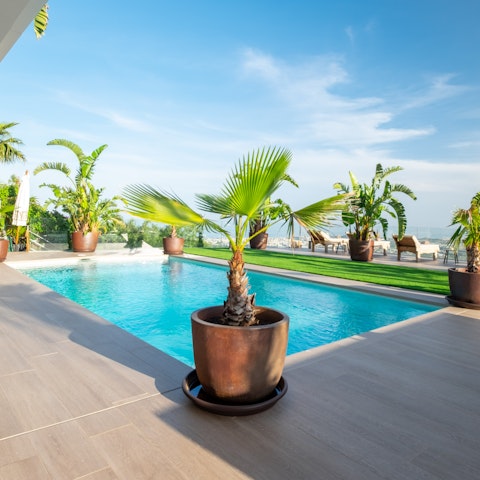 Cool off from the Mediterranean sun in the swimming pool