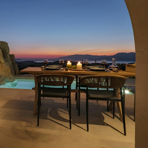 Watch the sunset as you dine alfresco