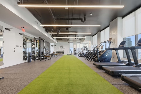 Train hard on a full run of treadmills and weight racks