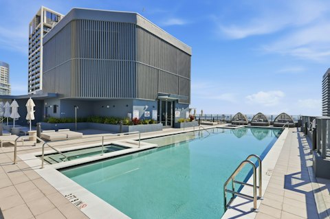 Swim high above the Miami skyline in the communal pool