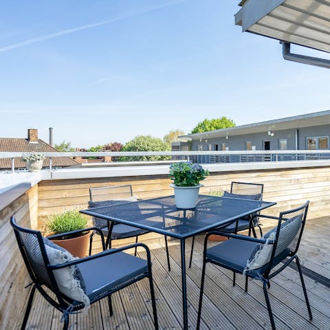 Savour morning coffees on the suntrap balcony