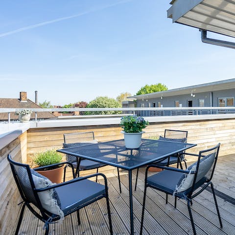 Savour morning coffees on the suntrap balcony