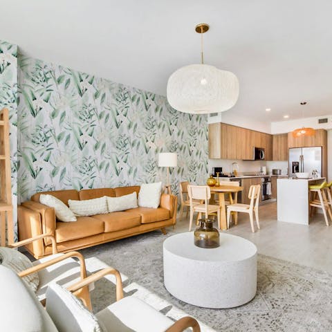 Cook, dine and unwind in the open-plan living space