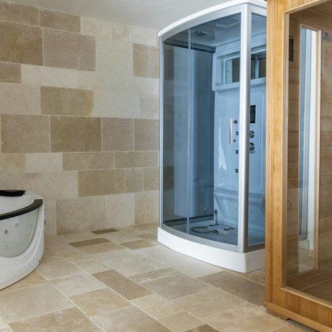 Relax and rewind in the private spa after a day exploring the countryside