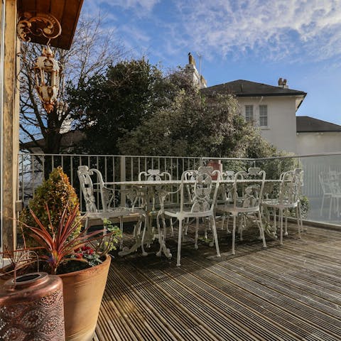 Share sunset dinners on the roof terrace overlooking the coast