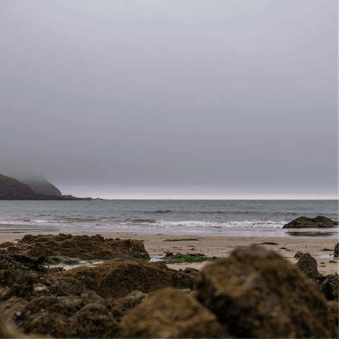 Enjoy a sunset stroll along the sands of Bovisand Beach, a short walk away