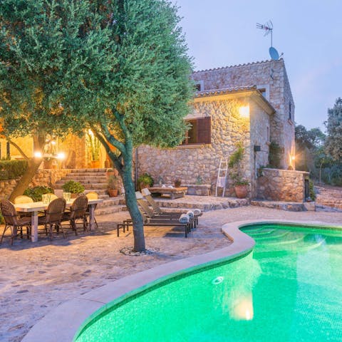 The villa is located in a quiet area, surrounded by beautiful gardens.