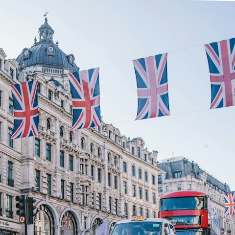Stroll towards Oxford Circus for shopping and sightseeing