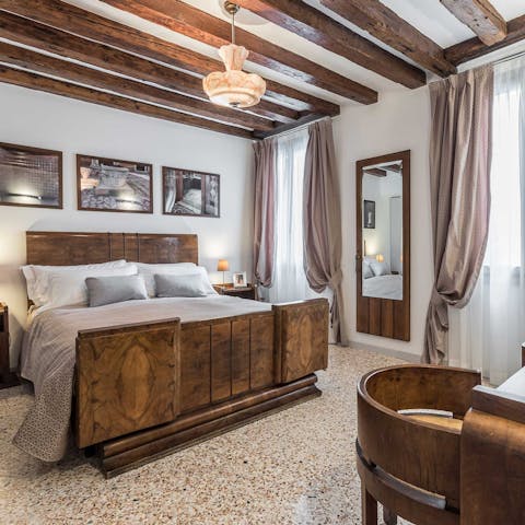 Enjoy a mix of original fixtures and elegant furnishings