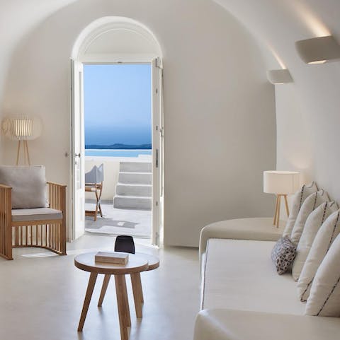 Lounge around in the cosy and uniquely decorated living area