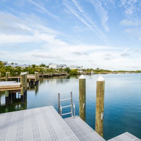 Dock your boat right outside the house—up to fifty feet