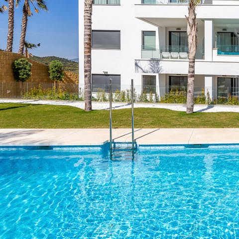 Have a swim in the heated communal pool