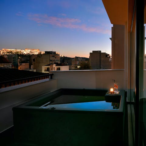 Sink into the hot tub for a dip under the stars
