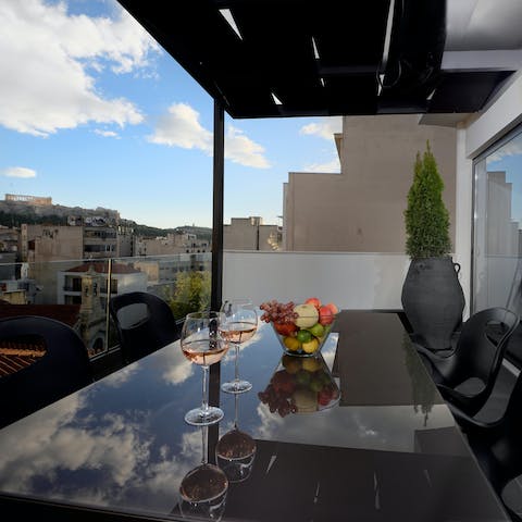 Sip a glass of blush rosé on the terrace