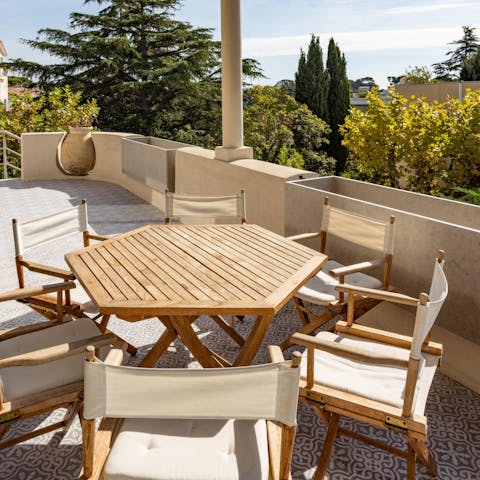 Savour leisurely evening drinks and meals served on the terrace