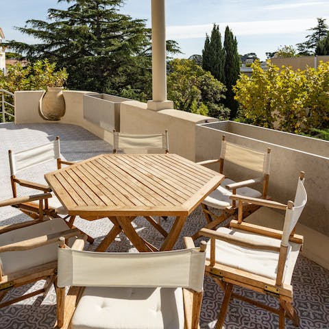 Savour leisurely evening drinks and meals served on the terrace