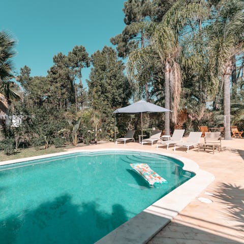 Float the afternoon away in the private swimming pool