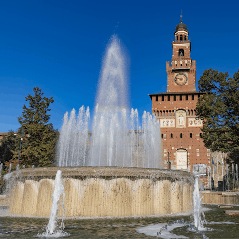 Walk a few minutes to Sforzesco Castle to admire works by Michelangelo and Da Vinci