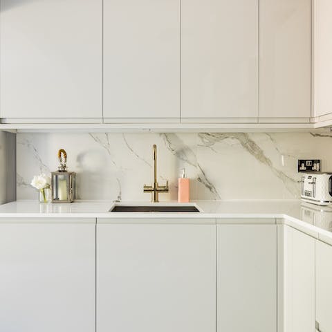Whip up lunch in the ultra modern kitchen