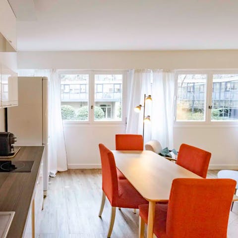 Enjoy a glass of French wine at the dining table