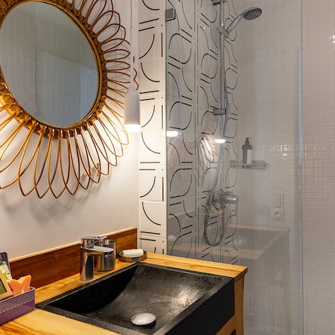 Freshen up in super stylish bathrooms
