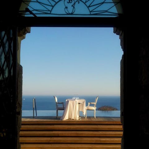 Enjoy a romantic meal for two by the pool