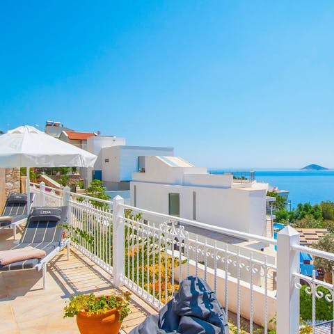 Admire the breathtaking sea views from the balcony