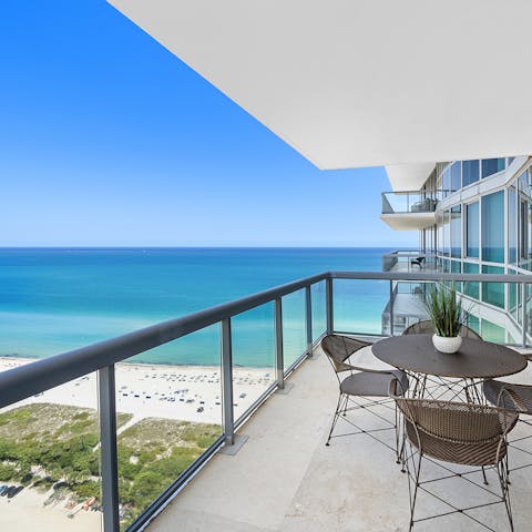 Enjoy drinks on the balcony as the sun sets