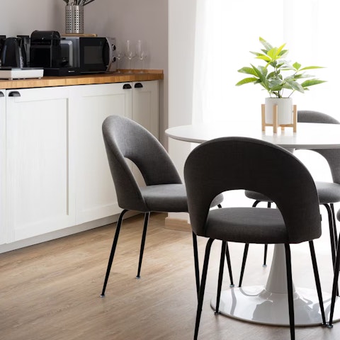 Start your mornings with a cappuccino and pastry at the dining table