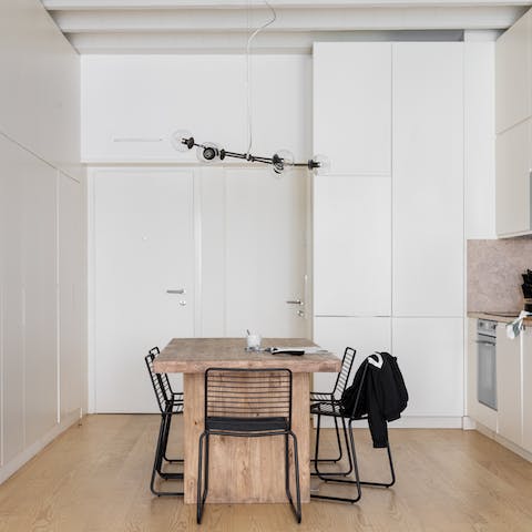 Look forward to mealtimes together in the bright kitchen-diner