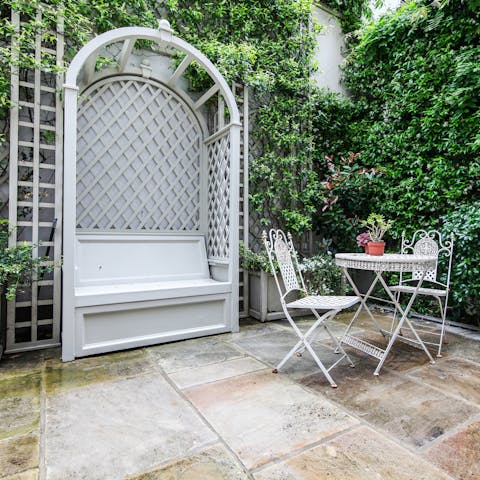 Enjoy coffee and croissants in the private courtyard each morning
