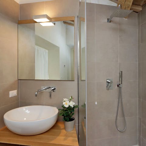 Freshen up in the rainfall shower