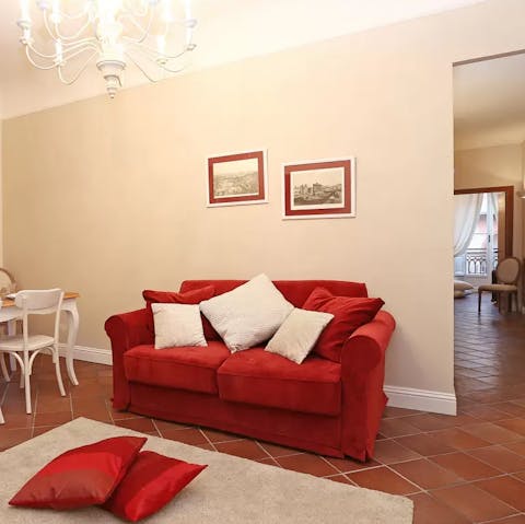 Cosy up on the sofa after a day exploring Rome