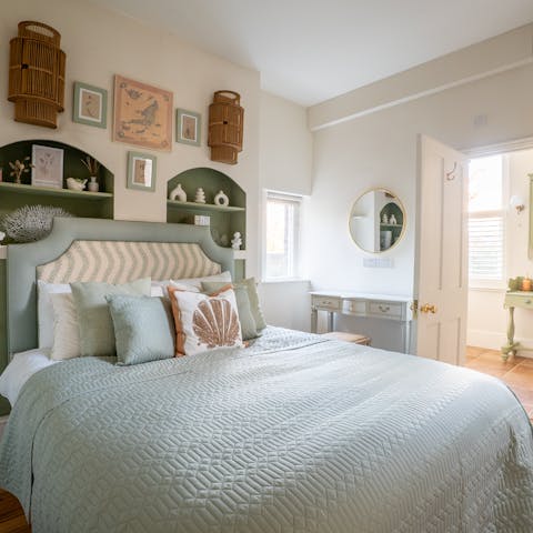 Bank a peaceful night's sleep in the elegant bedroom