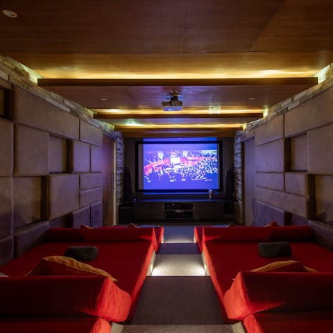 Enjoy a movie night in the cosy home cinema