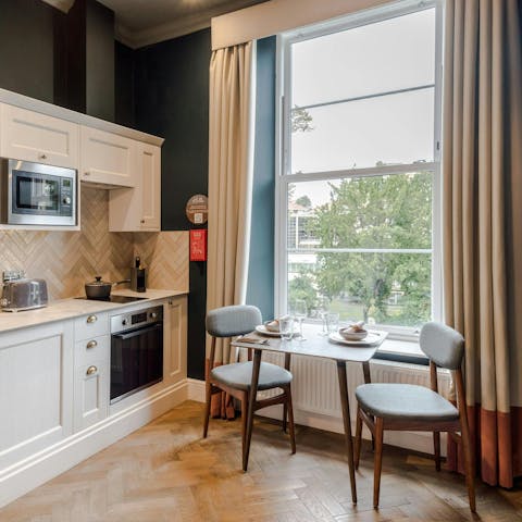 Take in the leafy views from the open-plan living space