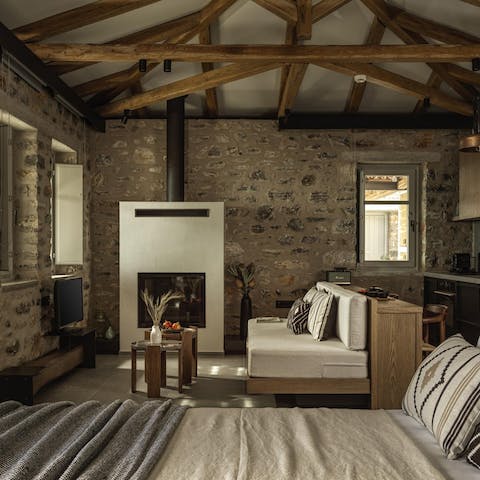 Get a fire going inside on the rare chilly evenings