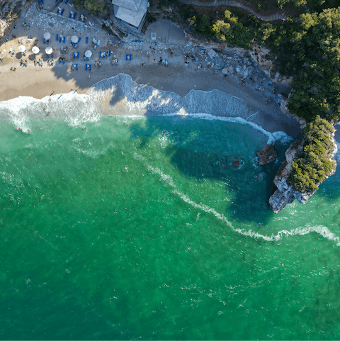 Explore the beaches of the Pelion Peninsula, a short drive away