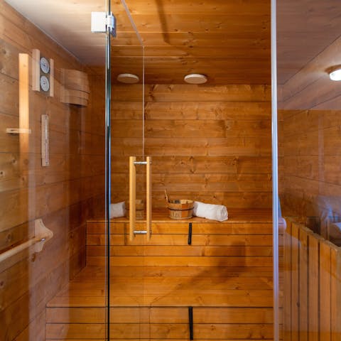 Head to the private sauna to unwind