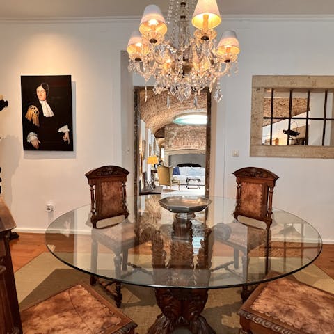 Dine in true grand fashion in this opulent dining area