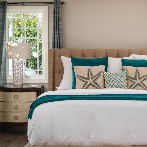 Drift off to sleep in luxury in the king-sized beds – expect 500 thread count, crisp white linens