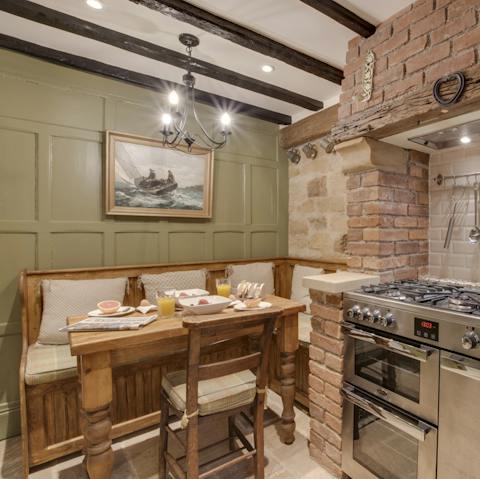 Enjoy a delicious meal in the rustic dining area