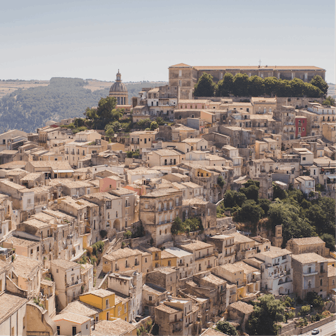 Drive inland to Ragusa for the day, packed with pretty churches in Ibla