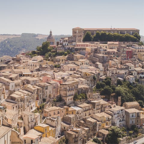 Drive inland to Ragusa for the day, packed with pretty churches in Ibla