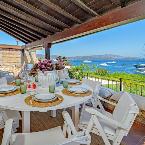 Dine alfresco with a gorgeous view of the bay...