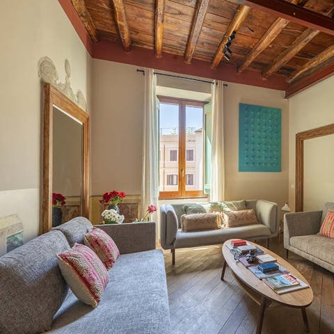 Unwind in the living area after a day of gallery hopping